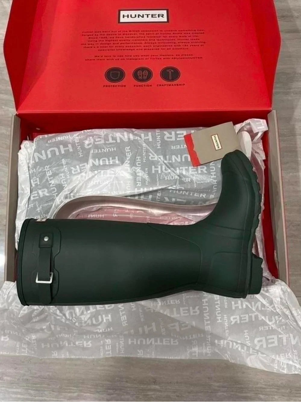 Hunter Matte Forest Green Tall Waterproof Rain Boot